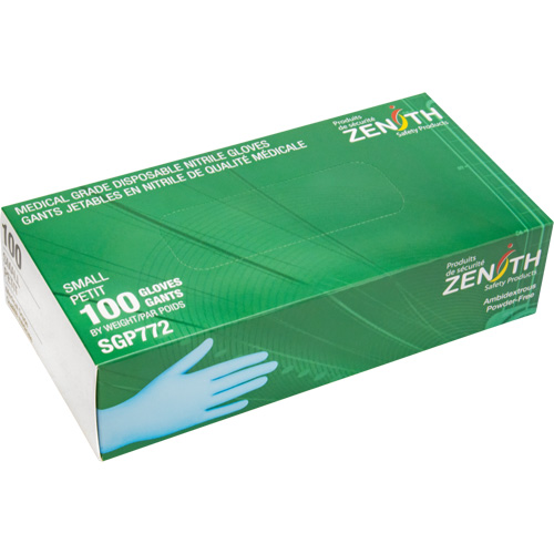 Gants jetables de calibre m&eacute;dical r&eacute;sistants &agrave; la perforation, Petit, Nitrile, 4,5 mils, Sans poudre, Bleu, Classe 2 Infinity Industrial Services Inc.