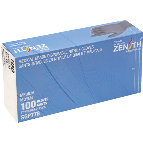 Puncture-Resistant Medical-Grade Disposable Gloves, Medium, Nitrile, 5-mil, Powder-Free, Black, Class 2 Infinity Industrial Services Inc.