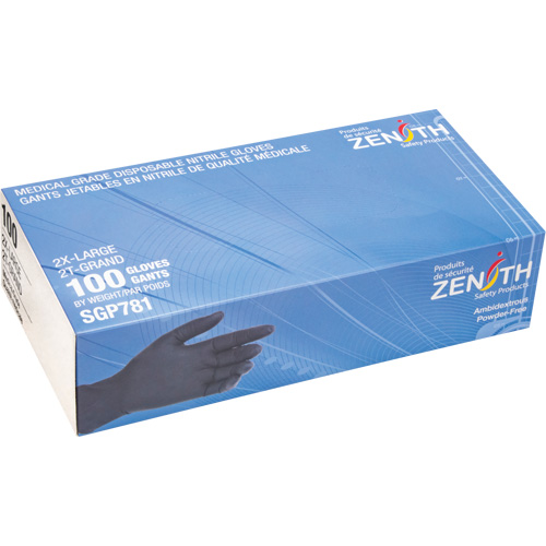 Puncture-Resistant Medical-Grade Disposable Gloves, 2X-Large, Nitrile, 5-mil, Powder-Free, Black, Class 2 Infinity Industrial Services Inc.