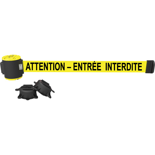 Barri&egrave;re &agrave; fixation murale, Plastique, Fixation magn&eacute;tique, 30', Ruban Jaune Infinity Industrial Services Inc.