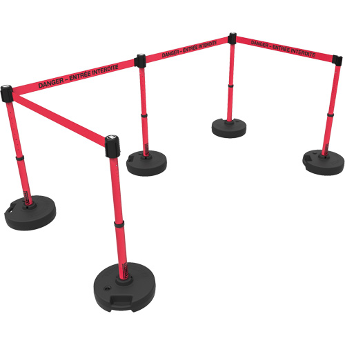 Ensemble de montants pour barri&egrave;re Plus, Plastique, 42" h, Ruban Rouge, Longueur du ruban 15' Infinity Industrial Services Inc.