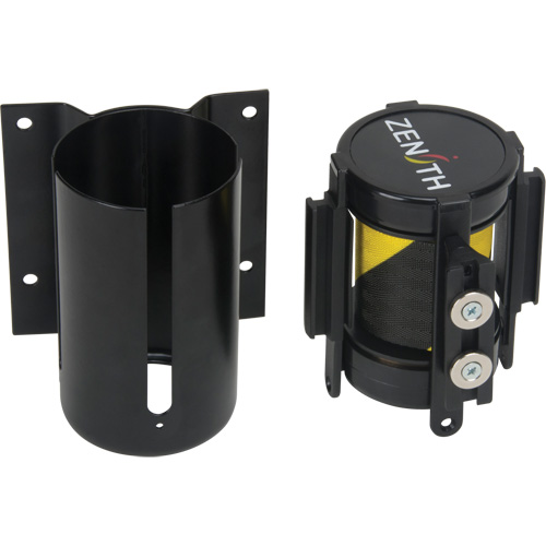 Wall Mount Barrier with Magnetic Tape, Steel, Screw Mount, 7', Black and Yellow Tape Infinity Industrial Services Inc.