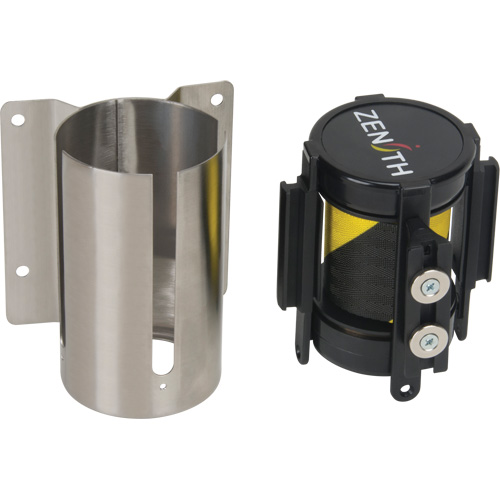 Wall Mount Barrier with Magnetic Tape, Steel, Screw Mount, 7', Black and Yellow Tape Infinity Industrial Services Inc.