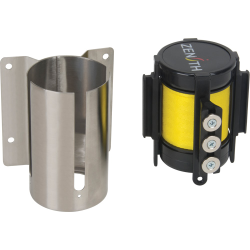 Wall Mount Barrier with Magnetic Tape, Steel, Screw Mount, 12', Yellow Tape Infinity Industrial Services Inc.