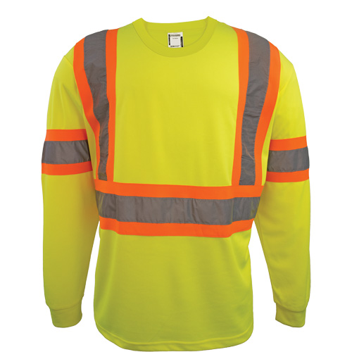 Chemise de s&eacute;curit&eacute; &agrave; manches longues, Polyester, 2T-Grand, Jaune lime haute visibilit&eacute; Infinity Industrial Services Inc.