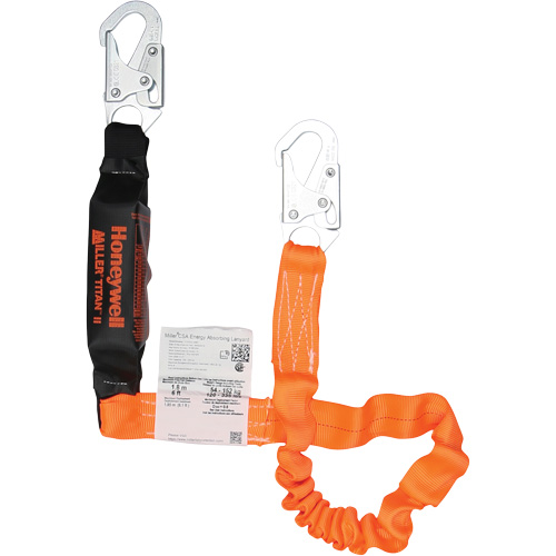 Titan Energy-Absorbing Lanyard, 6', Locking Snap Hook Center, Locking Snap Hook Leg Ends, Polyester Infinity Industrial Services Inc.
