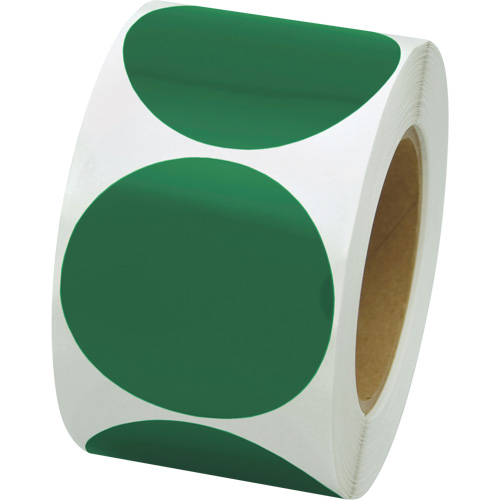 Pastilles de marquage color&eacute;es, Cercle, 3" lo x 3" la, Vert, Vinyle Infinity Industrial Services Inc.