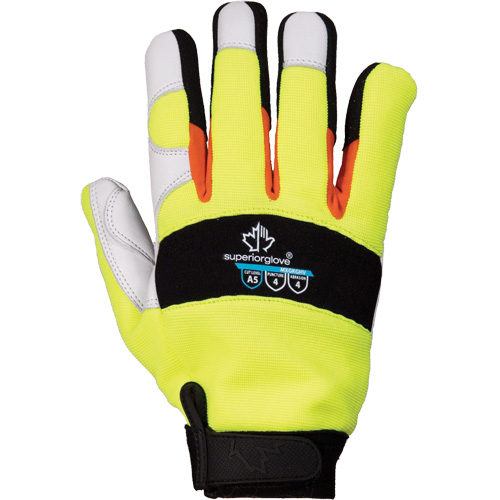 ClutchGear&reg; High-Visibility Mechanic's Gloves, Grain Goatskin Palm, Size Medium Infinity Industrial Services Inc.
