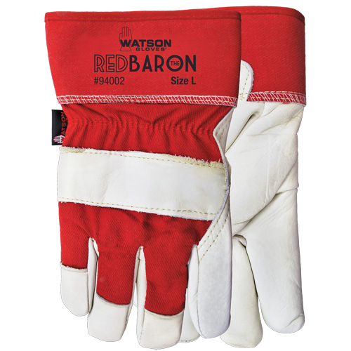 Gants d'ajusteur Red Baron, Grand, Paume en Cuir fleur de vache, Doublure en Tissu-laine Infinity Industrial Services Inc.