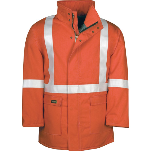 Parka dhiver &agrave; doublure matelass&eacute;e AllOut Westex UltraSoft avec bandes r&eacute;fl&eacute;chissantes, Moyen (grande taille), Orange haute visibilit&eacute;, 46 cal/cm² Infinity Industrial Services Inc.