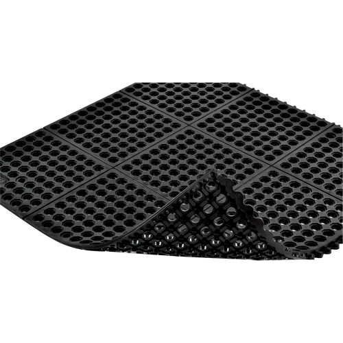 Cushion-Ease&reg; 550 Interlocking Anti-Fatigue Mat, Slotted, 3' x 3' x 3/4", Black, Rubber Infinity Industrial Services Inc.