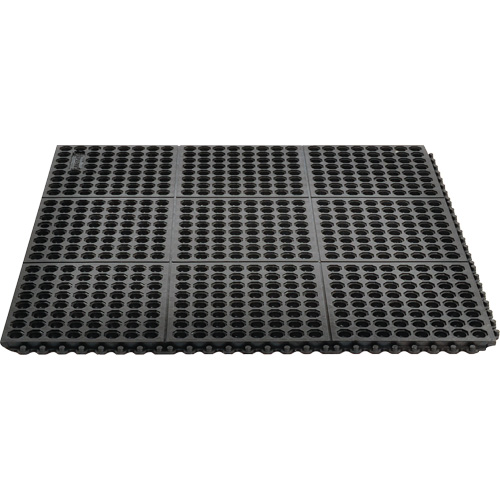Cushion-Ease&reg; 550 Interlocking Anti-Fatigue Mat, Slotted, 3' x 3' x 3/4", Black, Rubber Infinity Industrial Services Inc.