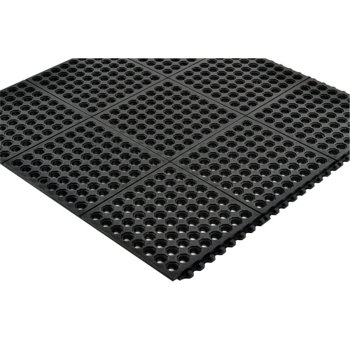 Cushion-Ease&reg; 550 Interlocking Anti-Fatigue Mat, Slotted, 3' x 3' x 3/4", Black, Rubber Infinity Industrial Services Inc.