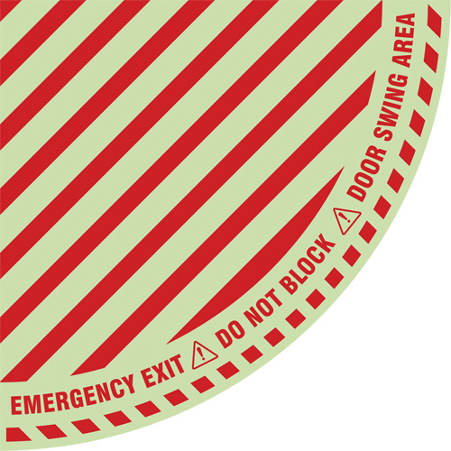 "Emergency Exit" Quarter Circle Swing Door Floor Sign, Adhesive, English with Pictogram Infinity Industrial Services Inc.