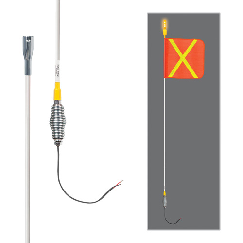 Safety Whip&reg; All-Weather Super-Duty Warning Whips with Constant LED Light, Spring Mount, 5' High, Orange with Reflective Infinity Industrial Services Inc.