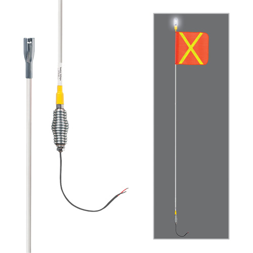 Safety Whip&reg; All-Weather Super-Duty Warning Whips with Constant LED Light, Spring Mount, 5' High, Orange with Reflective Infinity Industrial Services Inc.