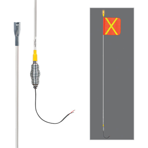 Safety Whip&reg; All-Weather Super-Duty Warning Whips with Constant LED Light, Spring Mount, 12' High, Orange with Reflective Infinity Industrial Services Inc.