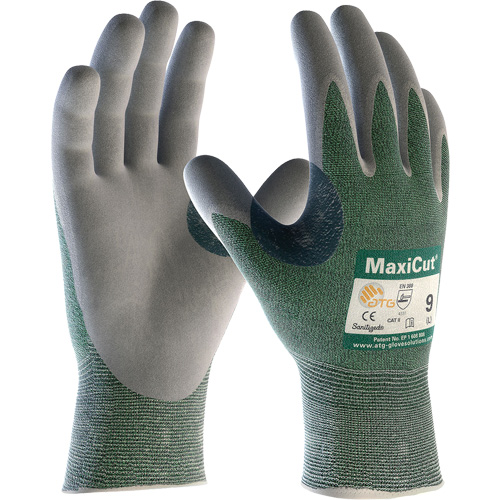 Gants en tissu technique r&eacute;sistant aux coupures ATG MaxiCut, Taille Grand, Calibre 15, Rev&ecirc;tement Nitrile, Enveloppe en Fil technique, ASTM ANSI niveau A2/EN 388 niveau 3/EN 388 niveau B Infinity Industrial Services Inc.
