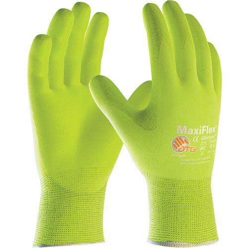 Gants sans coutures haute visibilit&eacute; ATG MaxiFlex Ultimate, Grand, R&ecirc;vetement Nitrile, Calibre 15, Enveloppe en Nylon/&eacute;lasthanne Infinity Industrial Services Inc.