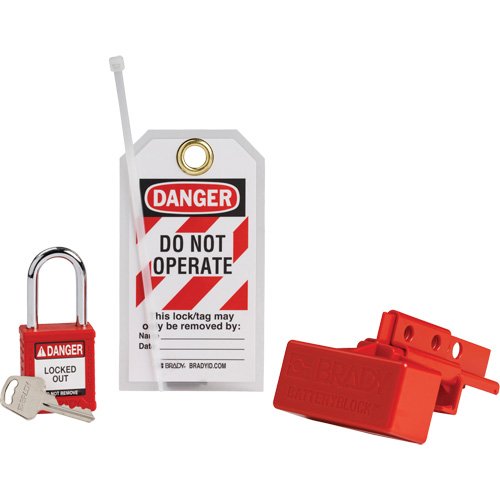 BatteryBlock Forklift Power Connector Lockout with Nylon Safety Padlock, Electrical Kit, 3 Components Infinity Industrial Services Inc.