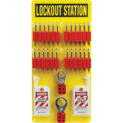 Lockout Board with Keyed Alike Nylon Safety Lockout Padlocks, Plastic Padlocks, 24 Padlock Capacity, Padlocks Included Infinity Industrial Services Inc.