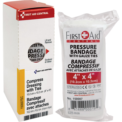 SmartCompliance&reg; Refill Compress Pressure Bandage with Ties, 4" L x 4" W Infinity Industrial Services Inc.