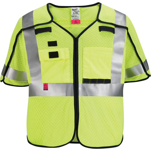 Breakaway Mesh Safety Vest, Black/High Visibility Lime-Yellow, Medium/Small Infinity Industrial Services Inc.