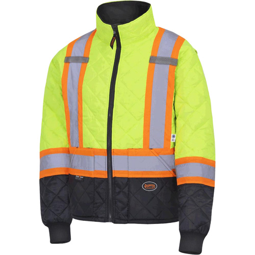 5016 Manteau matelass&eacute; pour cong&eacute;lateur, Polyester, Noir/Jaune lime haute visibilit&eacute;, T-petit Infinity Industrial Services Inc.