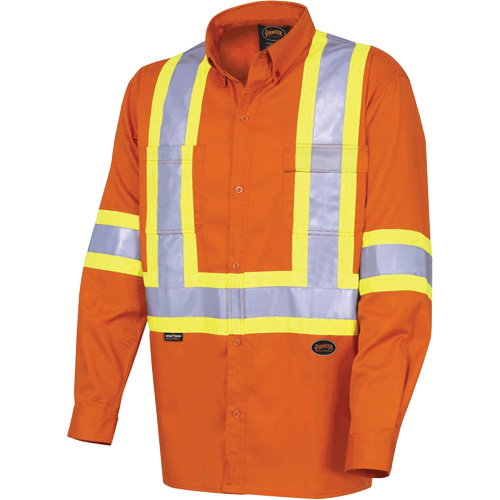 4441 Chemise de s&eacute;curit&eacute; &agrave; manches longues ultra respirante, Coton, Petit, Orange haute visibilit&eacute; Infinity Industrial Services Inc.