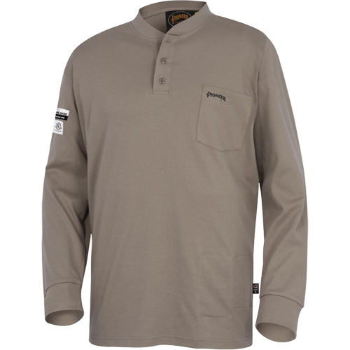 331 Chandail Henley en tricot interlock ignifuge, Petit, Beige Infinity Industrial Services Inc.