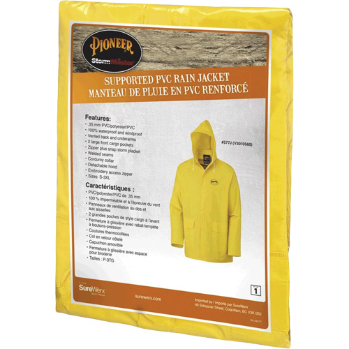 577J Rain Jacket, Polyester/PVC, Small, Yellow Infinity Industrial Services Inc.