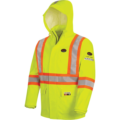 5881 Manteau de pluie ignifuge et protection contre les &eacute;clats d'arc &eacute;lectrique, T-petit, Jaune haute visibilit&eacute;, 10 cal/cm² Infinity Industrial Services Inc.