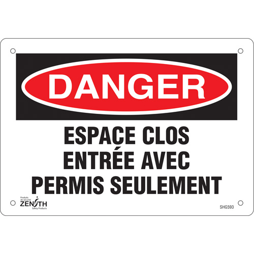 "Espace clos" Sign, 7" x 10", Plastic, French Infinity Industrial Services Inc.