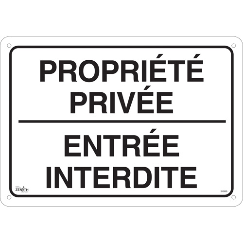 "Propri&eacute;t&eacute; priv&eacute;e" Sign, 14" x 20", Aluminum, French Infinity Industrial Services Inc.