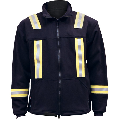 Flame Resistant Striped Full Zip Fleece Jacket, Small, Navy Blue Infinity Industrial Services Inc.