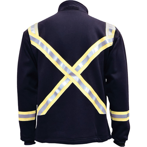 Flame Resistant Striped Full Zip Fleece Jacket, Small, Navy Blue Infinity Industrial Services Inc.