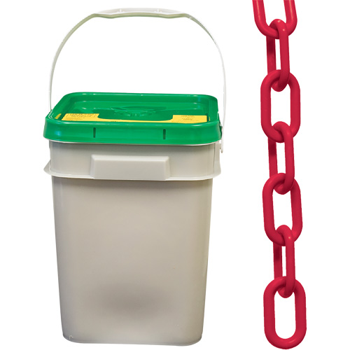 Chaîne de s&eacute;curit&eacute; en plastique robuste, Rouge, Maillon de 2", 120' de long Infinity Industrial Services Inc.