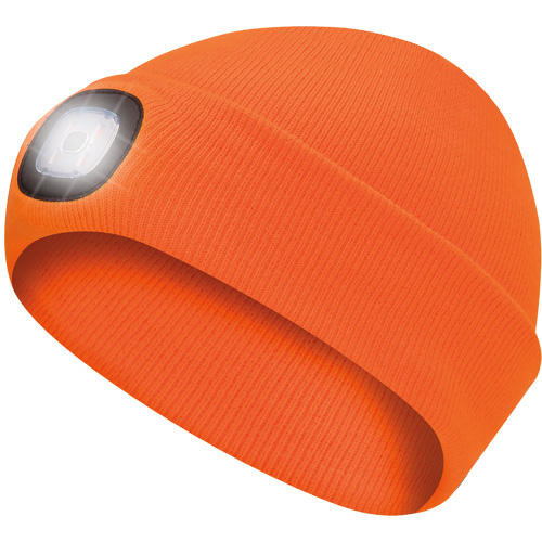 5675 Knit Toque with LED Headlight, Fleece Lining, One Size, High Visibility Orange Infinity Industrial Services Inc.