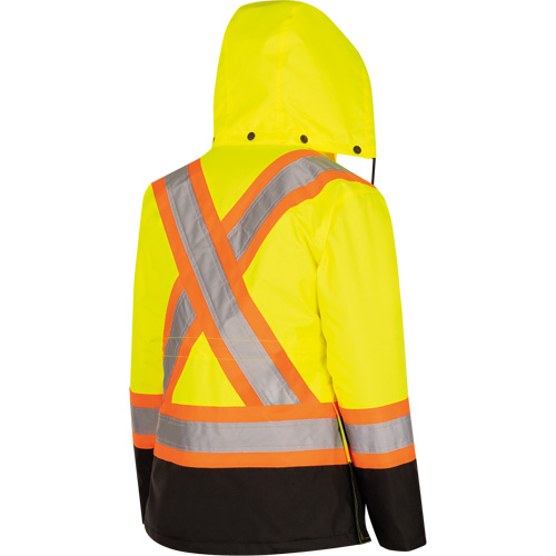 5021BBW Manteau 7 en 1 imperm&eacute;able pour femmes avec capuchon, Polyester/Polyur&eacute;thane, Jaune lime haute visibilit&eacute;, T-petit Infinity Industrial Services Inc.