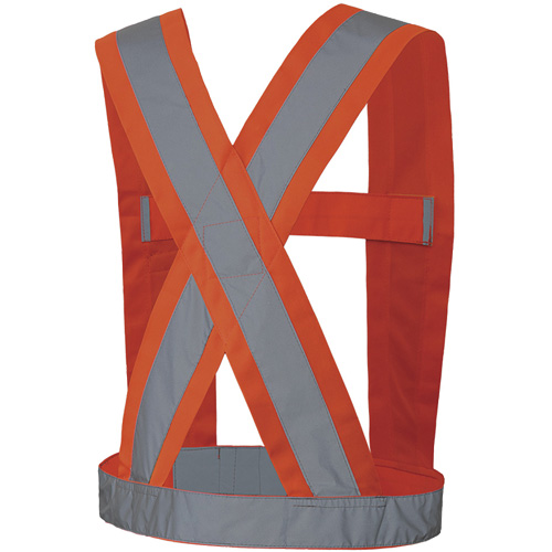 5491 Bretelles ajustables de s&eacute;curit&eacute; haute visibilit&eacute; de 4" de largeur, R&eacute;pond ou surpasse la norme CSA Z96 classe 2 - niveau 2, Orange haute visibilit&eacute;, Couleur r&eacute;fl&eacute;chissante Argent, Taille unique Infinity Industrial Services Inc.