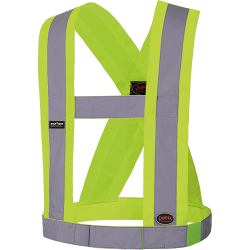 5493 Bretelles ajustables de s&eacute;curit&eacute; haute visibilit&eacute; de 4" de largeur, R&eacute;pond ou surpasse la norme CSA Z96 classe 2 - niveau 2, Jaune lime haute visibilit&eacute;, Couleur r&eacute;fl&eacute;chissante Argent, Taille uniq Infinity Industrial Services Inc.