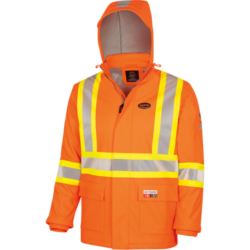5884 Flash-Gard&reg; FR/Arc-Rated Waterproof Jacket with Hood, Small, High Visibility Orange, 51 cal/cm² Infinity Industrial Services Inc.