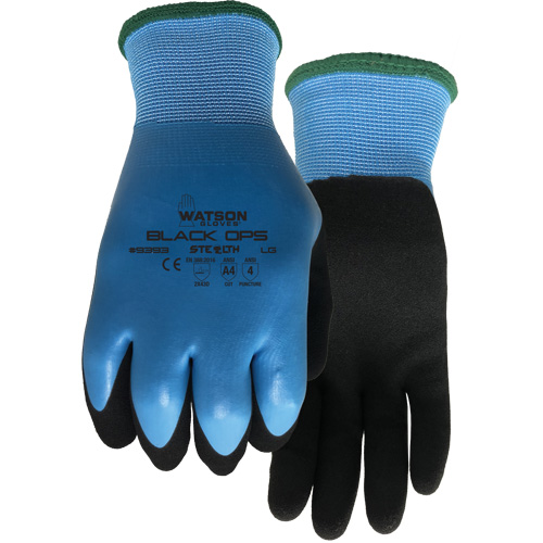 Gants hydrofuges Stealth Black Ops, Taille Petit, Calibre 15, Rev&ecirc;tement Latex de caoutchouc, Enveloppe en Fibre de verre/Polyester, ASTM ANSI niveau A4 Infinity Industrial Services Inc.