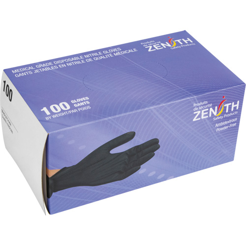 Gants d'examen de poids lourd &agrave; prise tactile, Grand, Nitrile, 8 mils, Sans poudre, Noir, Classe 2 Infinity Industrial Services Inc.
