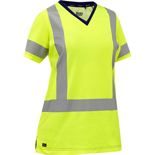 Chemise &agrave; manches courtes et X au dos Bisley pour femmes, Poly-coton, Petit, Jaune lime haute visibilit&eacute; Infinity Industrial Services Inc.