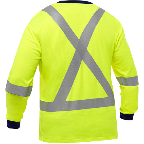 Chemise &agrave; manches longues et X au dos Bisley, Poly-coton, Petit, Jaune lime haute visibilit&eacute; Infinity Industrial Services Inc.