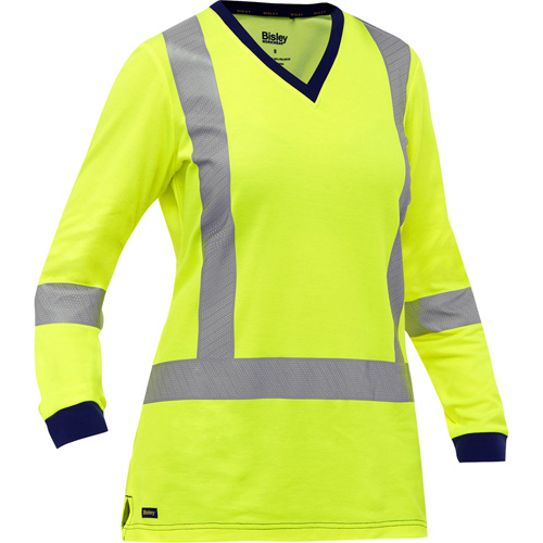 Bisley&reg; Women's X-Back Long Sleeve Shirt, Poly-Cotton, Small, High Visibility Lime-Yellow Infinity Industrial Services Inc.