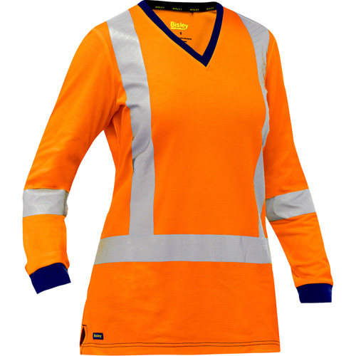 Chemise &agrave; manches longues et X au dos Bisley pour femmes, Poly-coton, Petit, Orange haute visibilit&eacute; Infinity Industrial Services Inc.