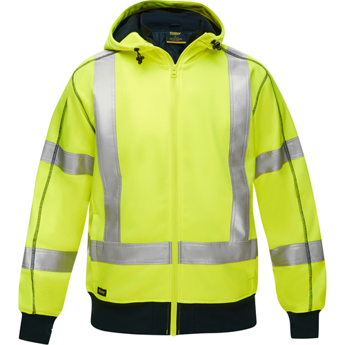 Bisley&reg; X-Back Full Zip Hooded Sweatshirt with Sherpa Lining, Small, High Visibility Lime-Yellow Infinity Industrial Services Inc.