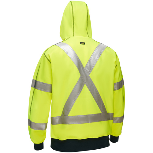 Bisley&reg; X-Back Full Zip Hooded Sweatshirt with Sherpa Lining, Small, High Visibility Lime-Yellow Infinity Industrial Services Inc.
